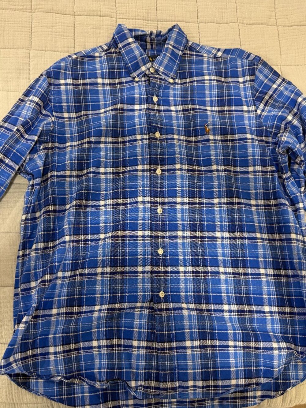 Polo Ralph Lauren Plaid Oxford Button Down Shirt Blue Size XL GUC